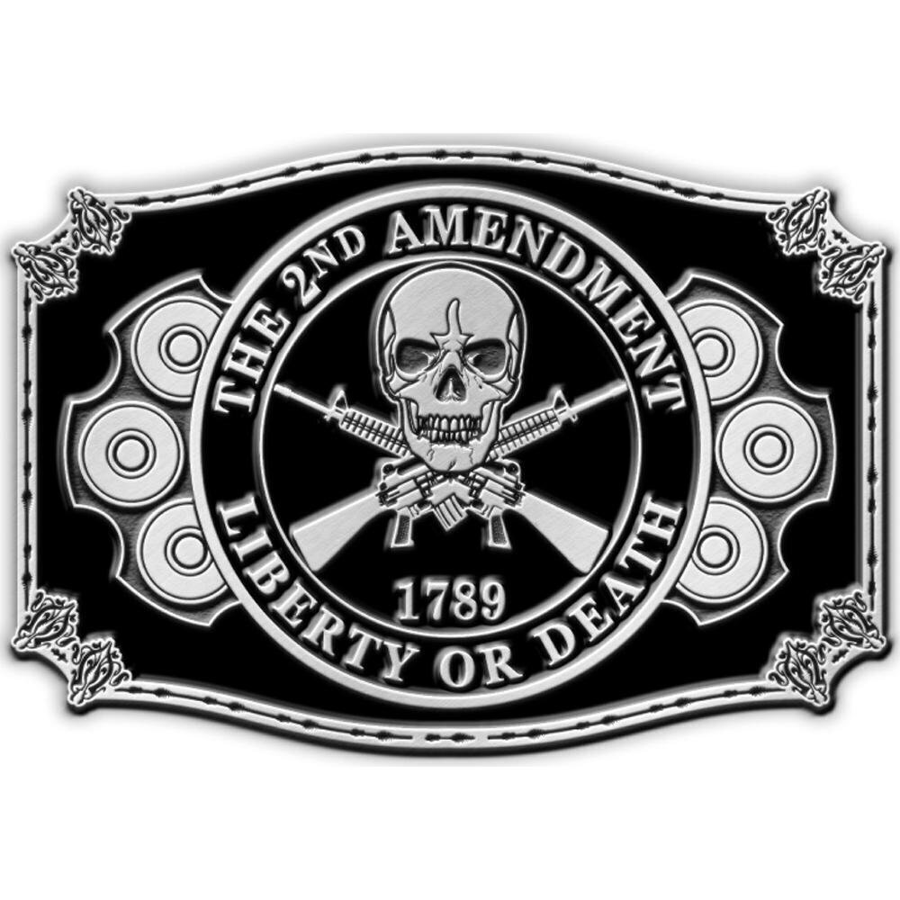 5993 2nd Amendment Skull & Crossed Rifles Belt Buckle